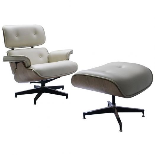 Кресло EAMES LOUNGE CHAIR и оттоманка EAMES LOUNGE CHAIR 
бежевые