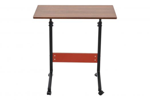 Стол многофункциональный на колесах, 60x40 см, «РОЛЛ», 2 ножки, регул.высота, мдф, металл, тёмн. дерево, черный