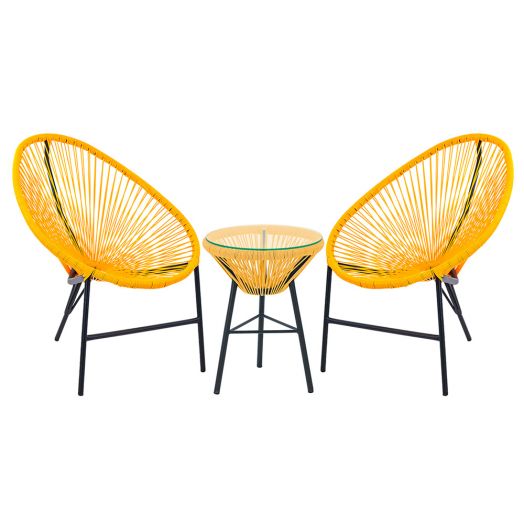 Стол ACAPULCO со стеклом (Прут soft жёлтый)