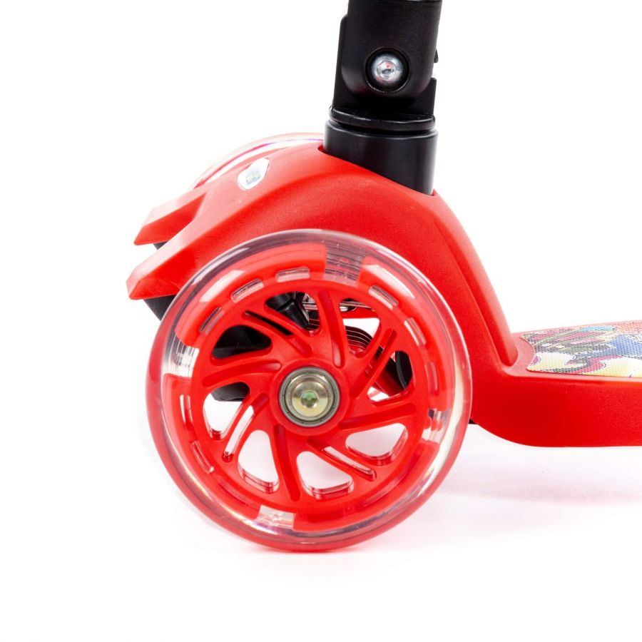 # 0072C Детский самокат (со складной ручкой) (с наклейкой V1) (красно-чёрный) (в коробке)