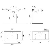 Раковина подвесная или встраиваемая GSI Pura 8823 100x50 схема 1 Раковина подвесная или встраиваемая GSI Pura 8823 100x50 схема 1