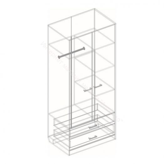 Шкаф 2-х створчатый с 2 ящиками "Милана"