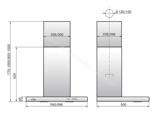 Вытяжка ELIKOR Квадра 90П-650-К3Д нержавеющая сталь (940708)