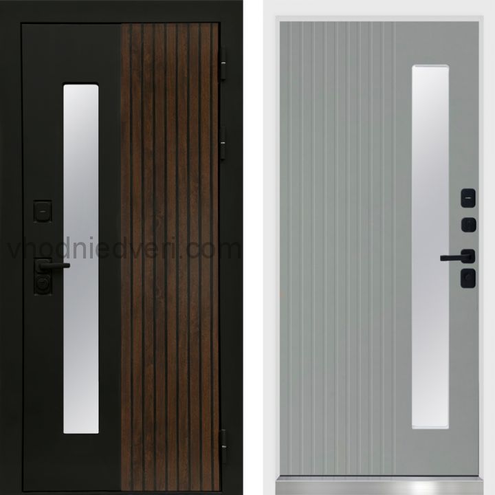 Входная дверь Termo-door Флагман - Грей софт с терморазрывом и стеклопакетом, белый короб