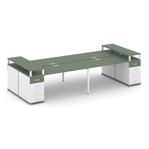 Concept Рабочая станция 4 места с 2 опорными тумбами CN.DRS-442   3200х1480х917