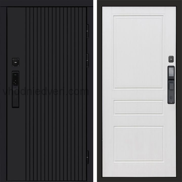Входная дверь Termo-door ТВИСТ BLACK с электрозамком - Классика Белое дерево