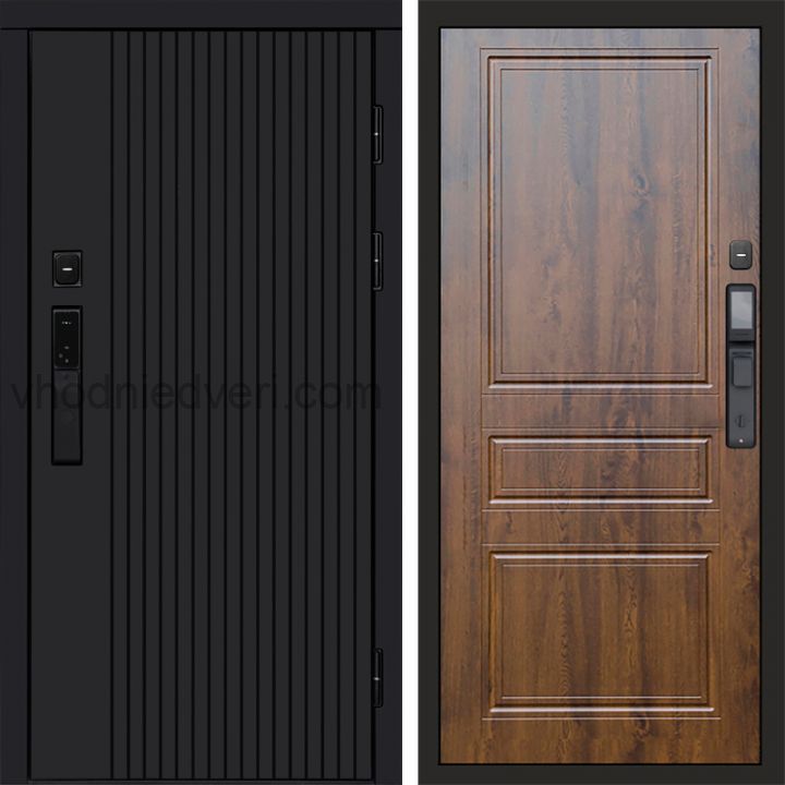 Входная дверь Termo-door ТВИСТ BLACK с электрозамком - Классика Дуб