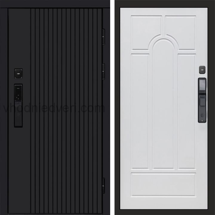 Входная дверь Termo-door ТВИСТ BLACK с электрозамком - Арка Белое дерево