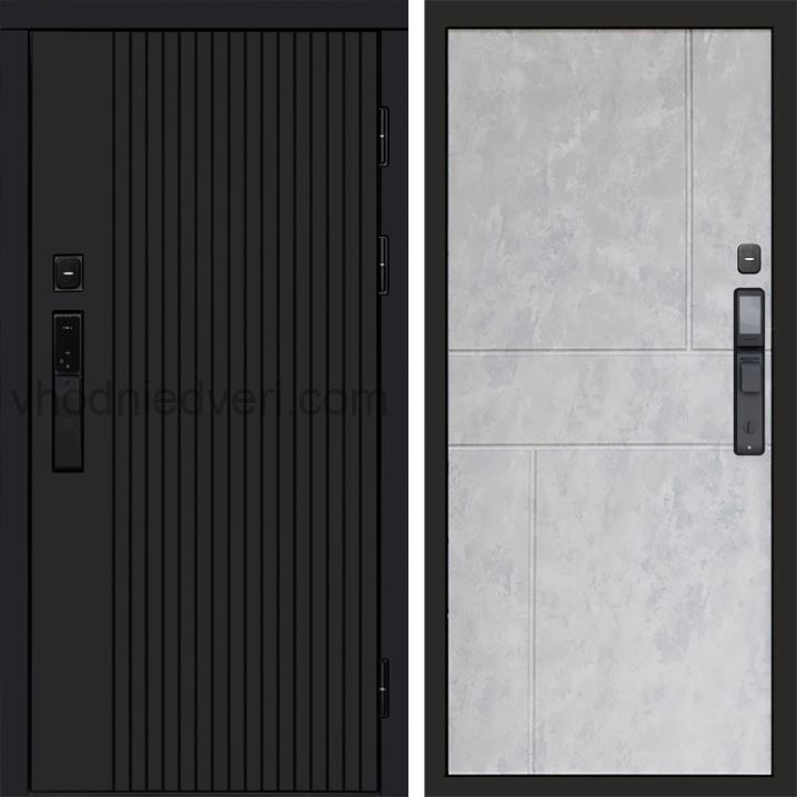 Входная дверь Termo-door ТВИСТ BLACK с электрозамком - Горизонт Бетон светлый
