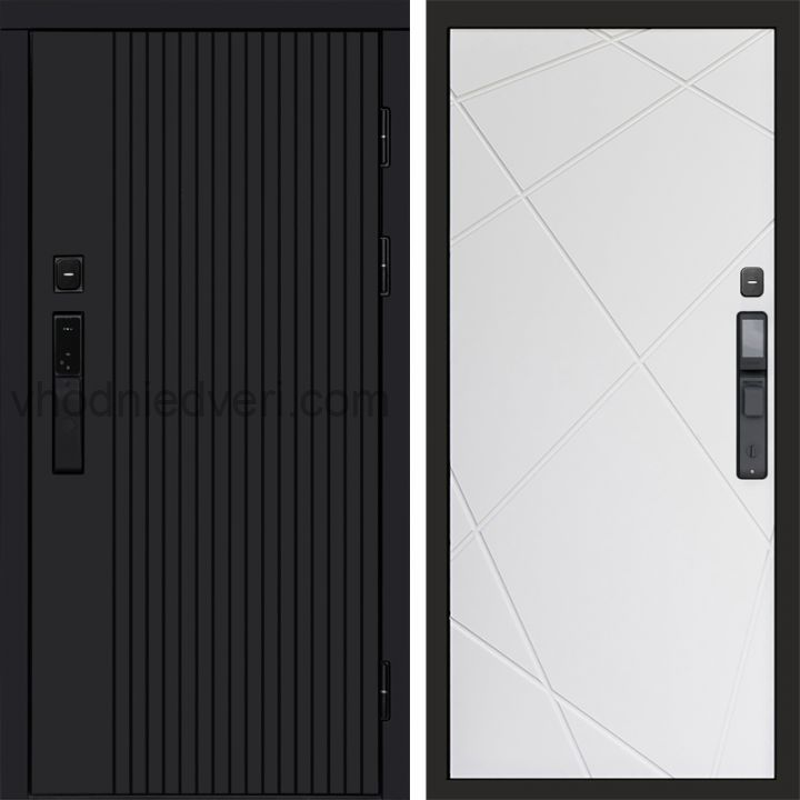 Входная дверь Termo-door ТВИСТ BLACK с электрозамком - Лучи Белый