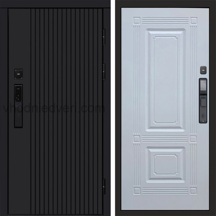 Входная дверь Termo-door ТВИСТ BLACK с электрозамком - Мадрид Белый софт