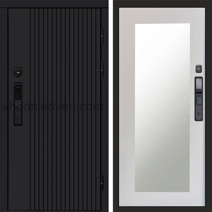Входная дверь Termo-door ТВИСТ BLACK с электрозамком - Зеркало Триумф Лиственница
