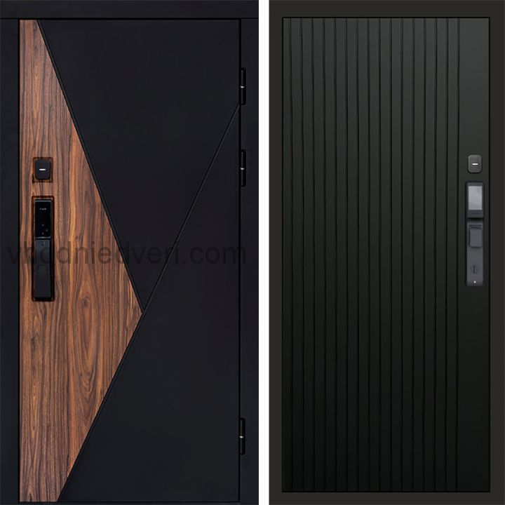 Входная дверь Termo-door МАТРИКС с электрозамком - Flat Черный кварц