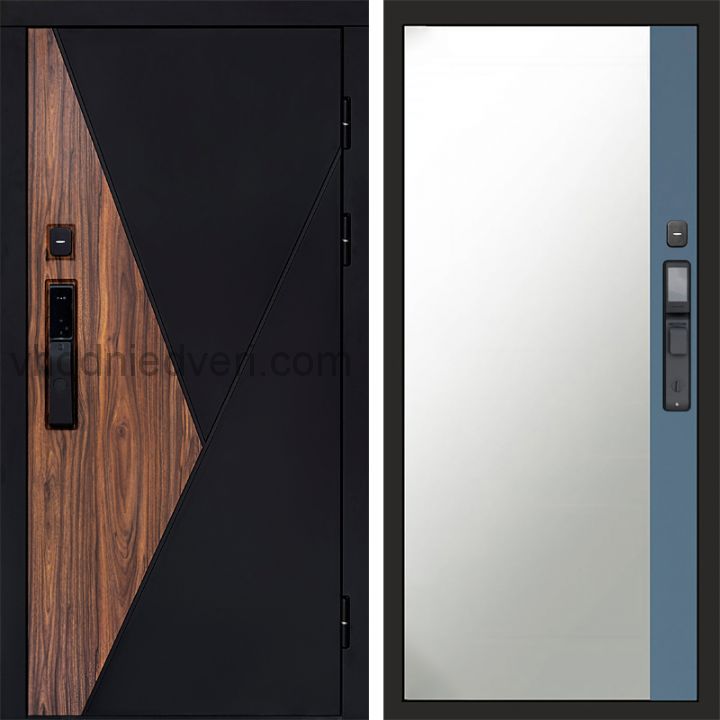 Входная дверь Termo-door МАТРИКС с электрозамком - Широкое зеркало фацет Грей софт