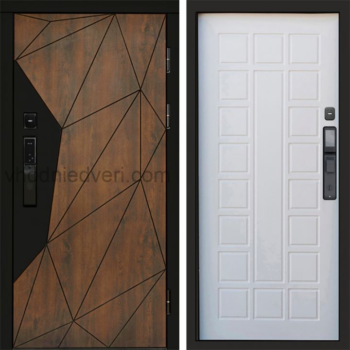 Входная дверь Termo-door ГЕОМЕТРИЯ с электрозамком - Престиж Белое дерево