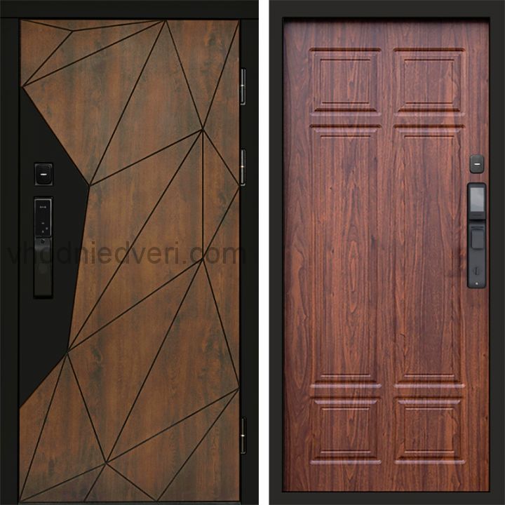 Входная дверь Termo-door ГЕОМЕТРИЯ с электрозамком - Орех премиум