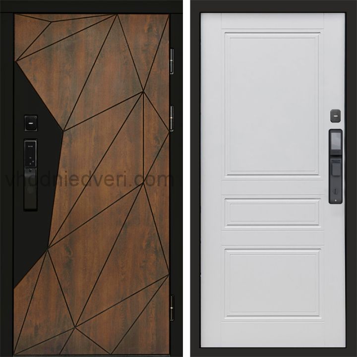 Входная дверь Termo-door ГЕОМЕТРИЯ с электрозамком - Классик Белый софт