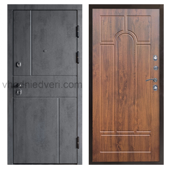 Входная дверь Termo-door Вертикаль Бетон - Арка Дуб