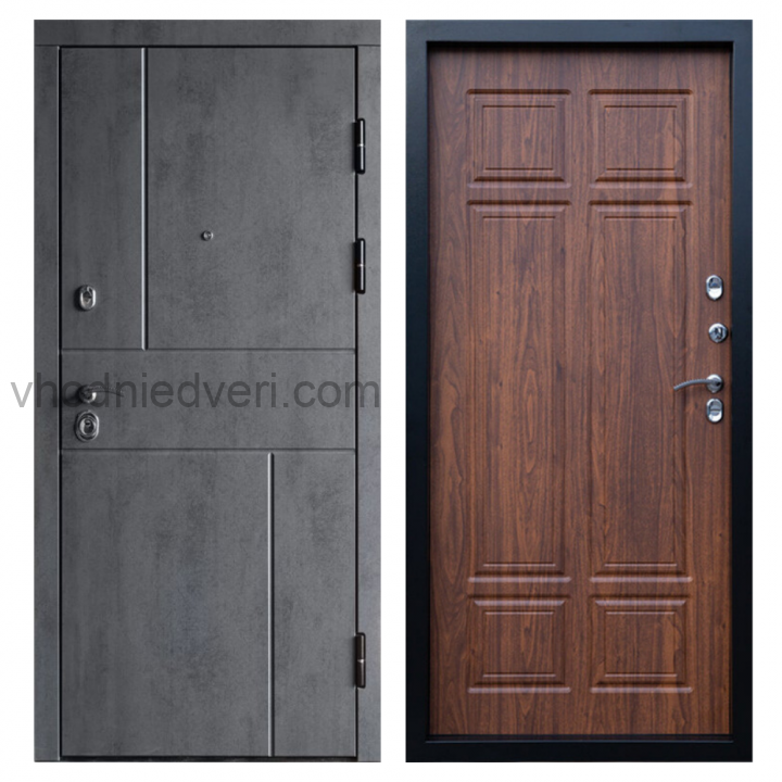 Входная дверь Termo-door Вертикаль Бетон - Орех премиум