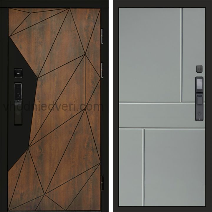 Входная дверь Termo-door ГЕОМЕТРИЯ с электрозамком - Горизонт Грей софт