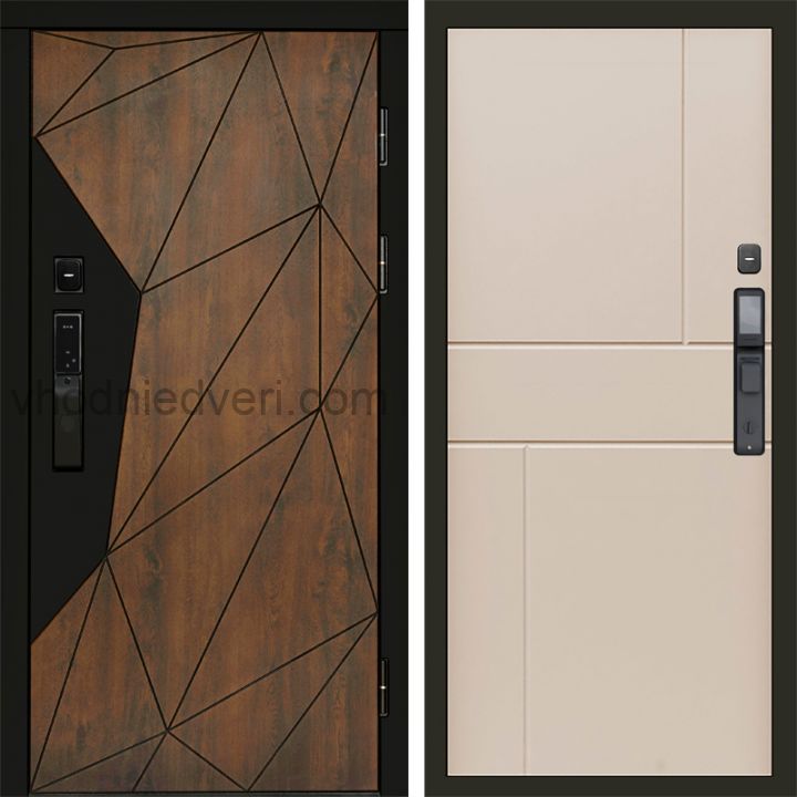 Входная дверь Termo-door ГЕОМЕТРИЯ с электрозамком - Горизонт Слоновая кость