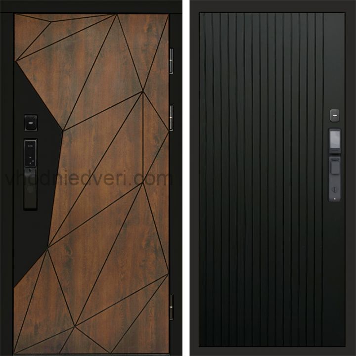 Входная дверь Termo-door ГЕОМЕТРИЯ с электрозамком - Flat Черный кварц