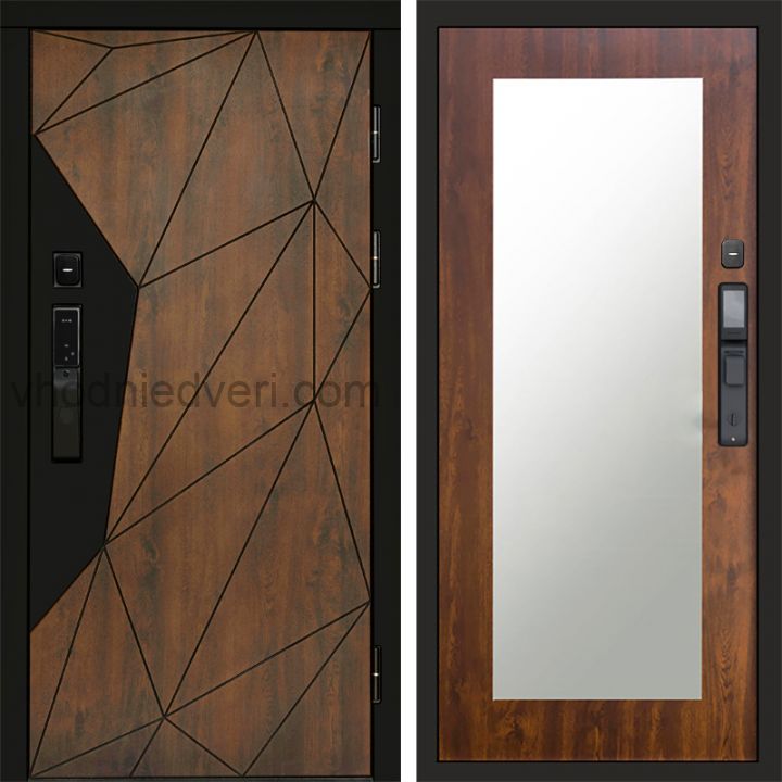 Входная дверь Termo-door ГЕОМЕТРИЯ с электрозамком - Зеркало Триумф Дуб