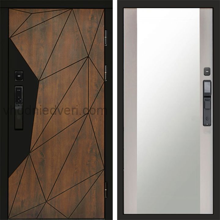 Входная дверь Termo-door ГЕОМЕТРИЯ с электрозамком - Зеркало Лиственница