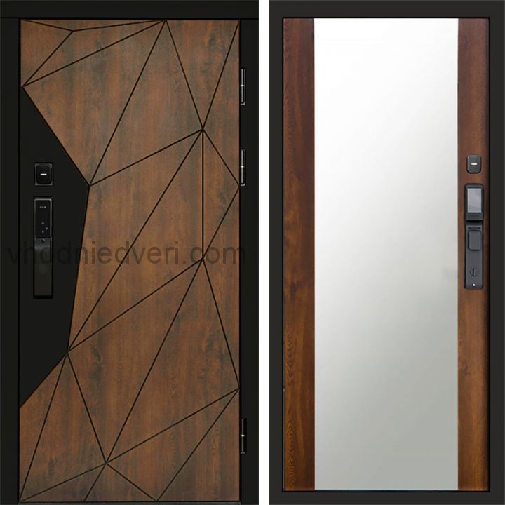 Входная дверь Termo-door ГЕОМЕТРИЯ с электрозамком - Зеркало Дуб