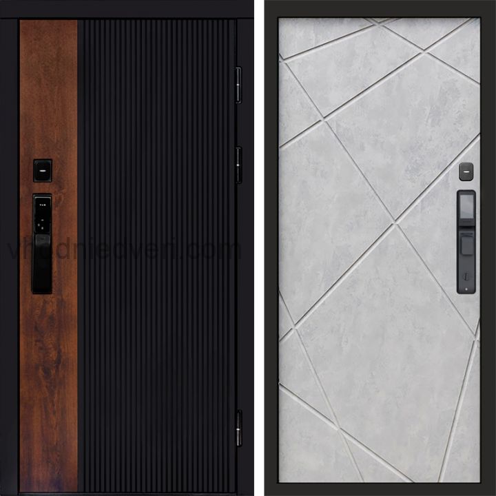 Входная дверь Termo-door ПРЕСТИЖ с электрозамком - Лучи Бетон светлый