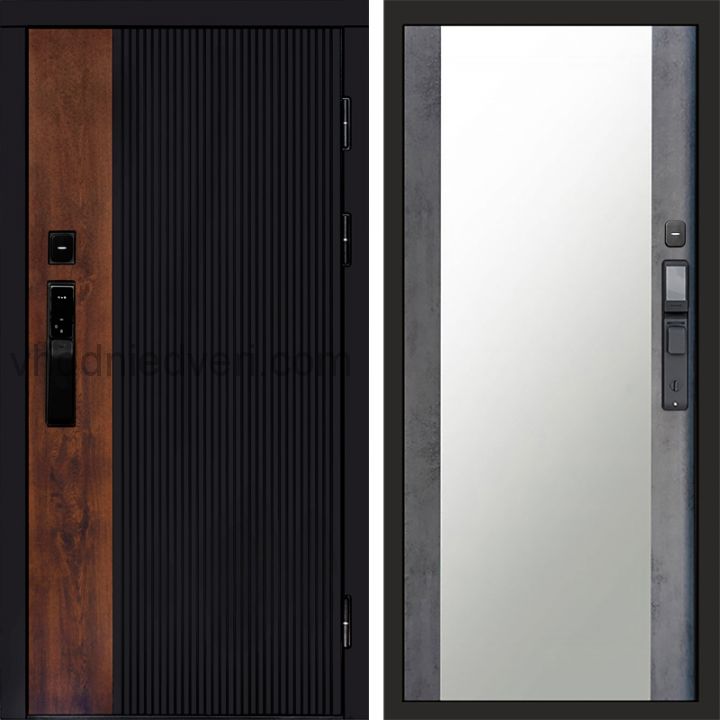 Входная дверь Termo-door ПРЕСТИЖ с электрозамком - Зеркало Бетон темный