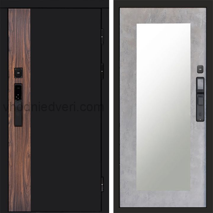 Входная дверь Termo-door ТОР с электрозамком - Зеркало Триумф Бетон светлый