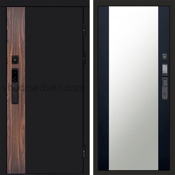 Входная дверь Termo-door ТОР с электрозамком - Зеркало Черный кварц+тонировка