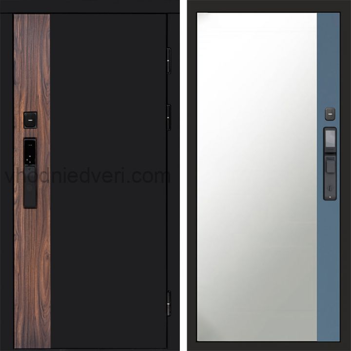 Входная дверь Termo-door ТОР с электрозамком - Широкое зеркало фацет Грей софт