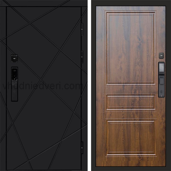 Входная дверь Termo-door ЛУЧИ BLACK с электрозамком - Классика Дуб