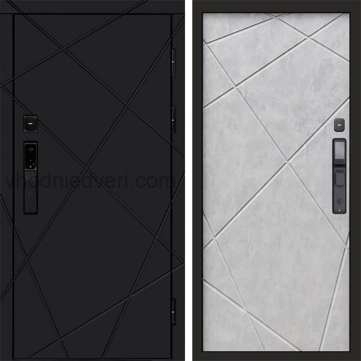 Входная дверь Termo-door ЛУЧИ BLACK с электрозамком - Лучи Бетон светлый