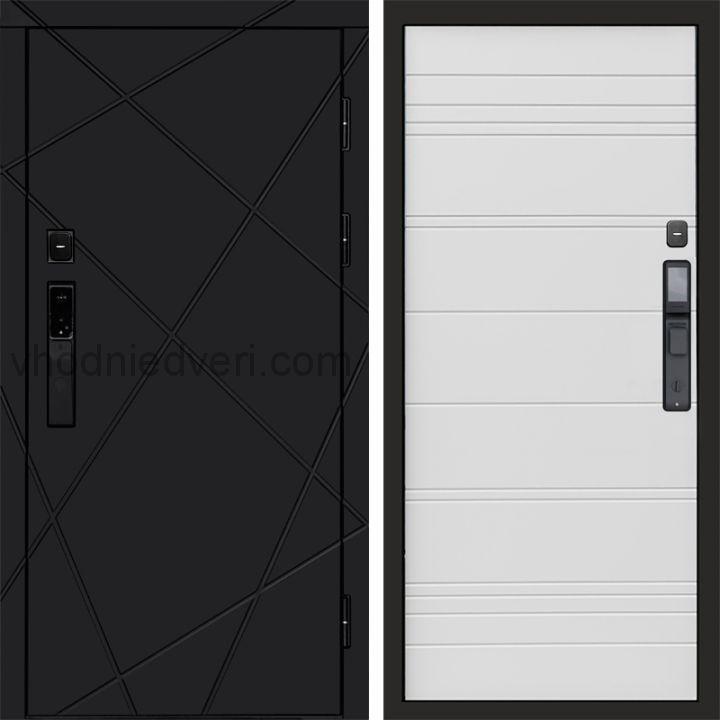 Входная дверь Termo-door ЛУЧИ BLACK с электрозамком - White line