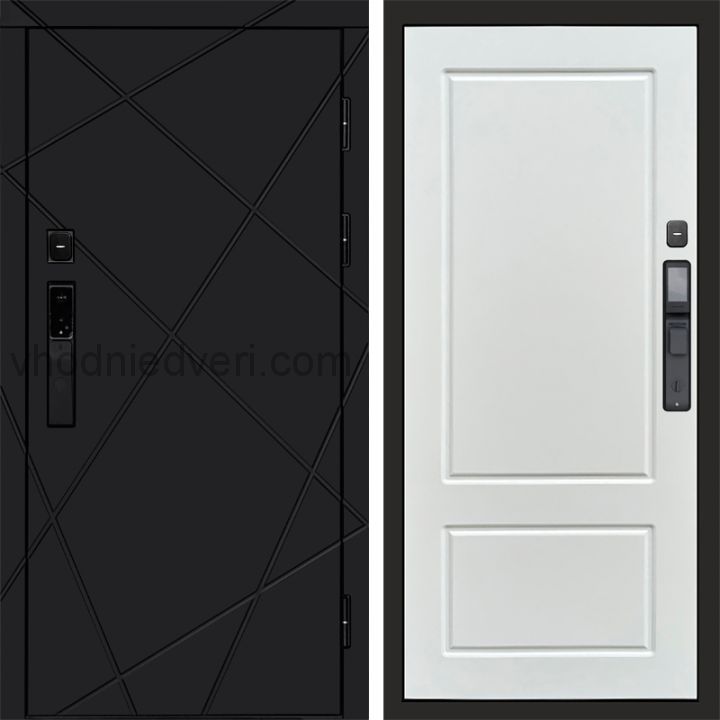 Входная дверь Termo-door ЛУЧИ BLACK с электрозамком - Марсель Белый софт