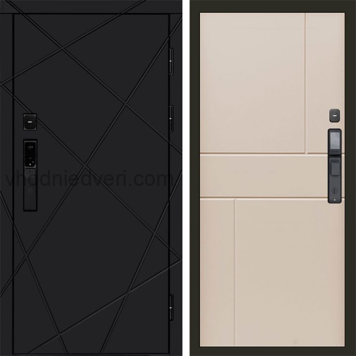 Входная дверь Termo-door ЛУЧИ BLACK с электрозамком - Горизонт Слоновая кость