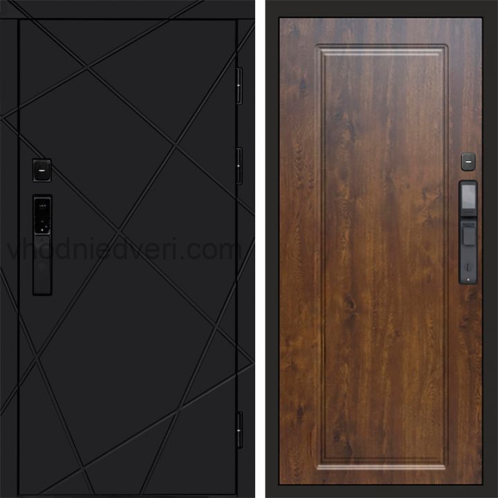 Входная дверь Termo-door ЛУЧИ BLACK с электрозамком - Гранд Дуб