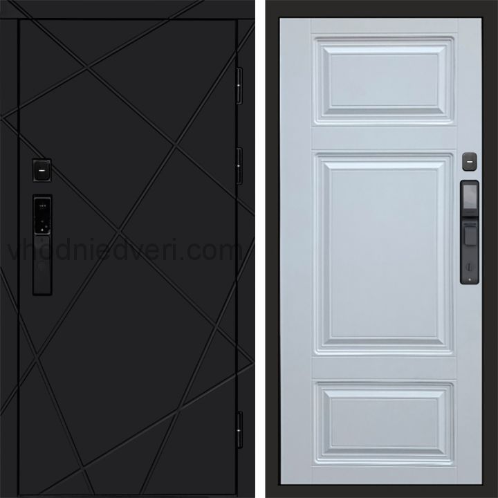 Входная дверь Termo-door ЛУЧИ BLACK с электрозамком - Лион Белый софт
