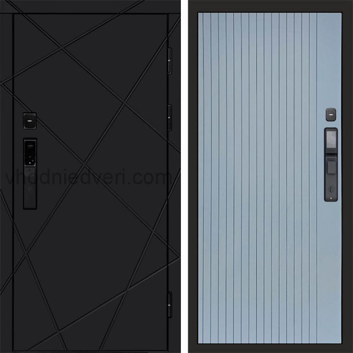Входная дверь Termo-door ЛУЧИ BLACK с электрозамком - Flat Грей софт