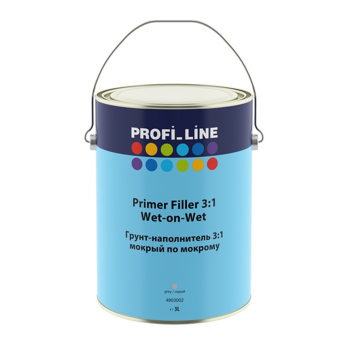 Profi Line Грунт-наполнитель  WET-ON-WET мокрый по мокрому 3:1, серый, объем 3л.