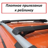 Багажник на рейлинги Lada Kalina / Lada Granta универсал, Lux Hunter, черный, крыловидные аэродуги