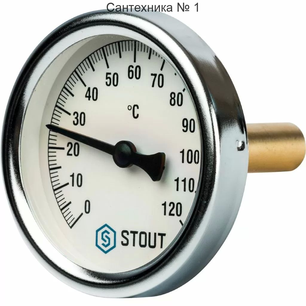 Термометр биметаллический с погружной гильзой Stout (корпус ? 80 мм, гильза 50 мм)