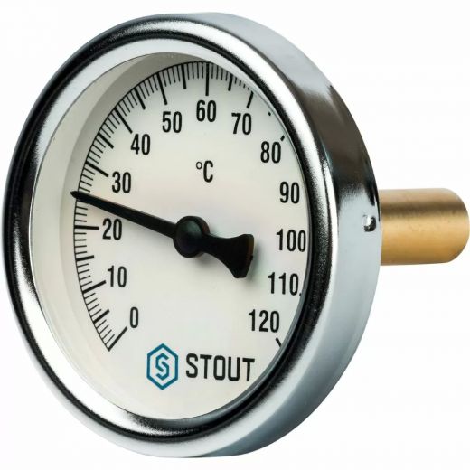 Термометр биметаллический с погружной гильзой Stout (корпус ? 80 мм, гильза 75 мм)
