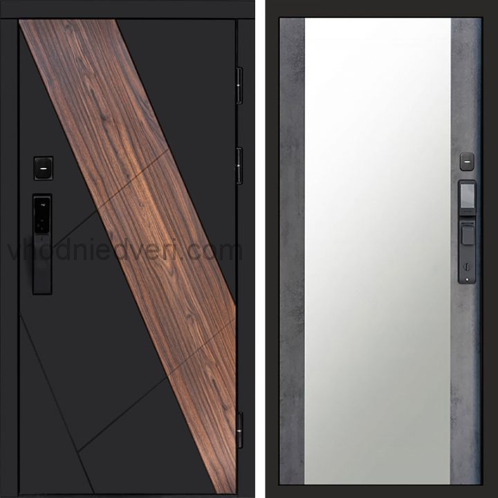 Входная дверь Termo-door НОВА с электрозамком - Зеркало Бетон темный