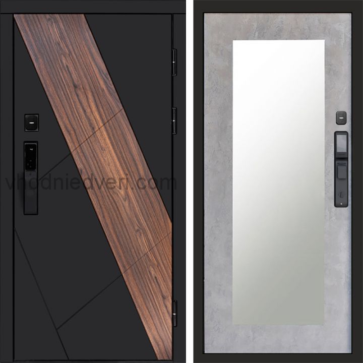 Входная дверь Termo-door НОВА с электрозамком - Зеркало Триумф Бетон светлый
