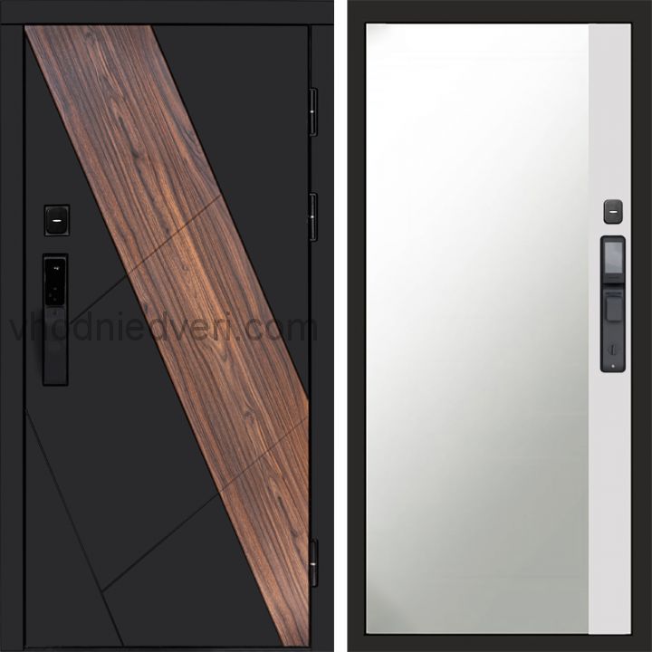 Входная дверь Termo-door НОВА с электрозамком - Широкое зеркало фацет Белый софт