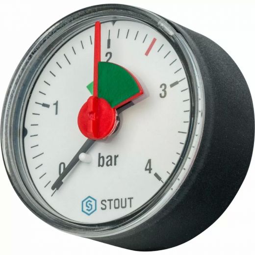 Манометр аксиальный с указателем предела Stout (корпус ? 50 мм) SIM-0007-500408